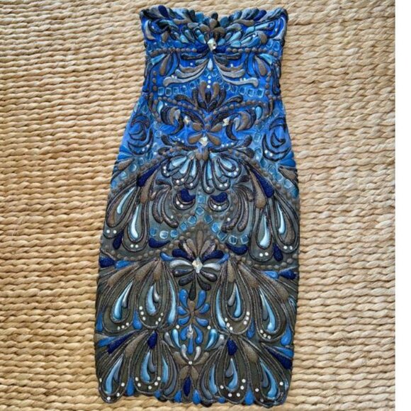 RARE Ema Savahl Couture Hand Painted Corset Dress - Picture 1 of 14